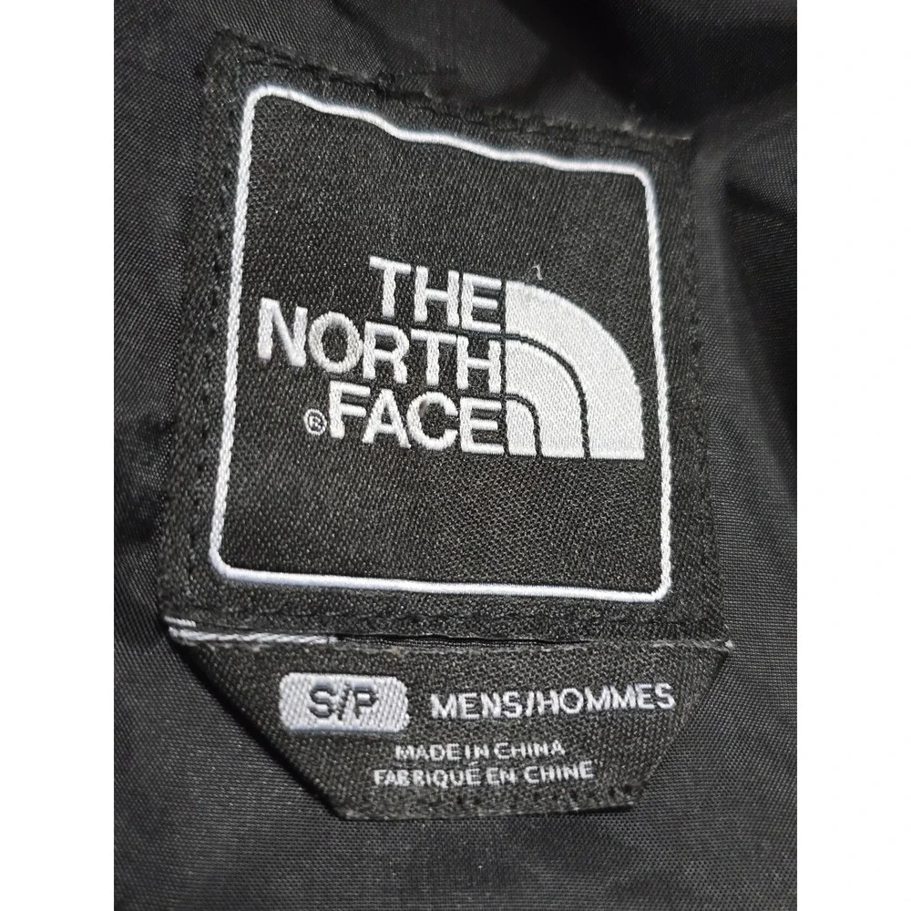 The North Face HyVent Rain Jacket Mens Small Black Blue Hooded Waterproof Coat